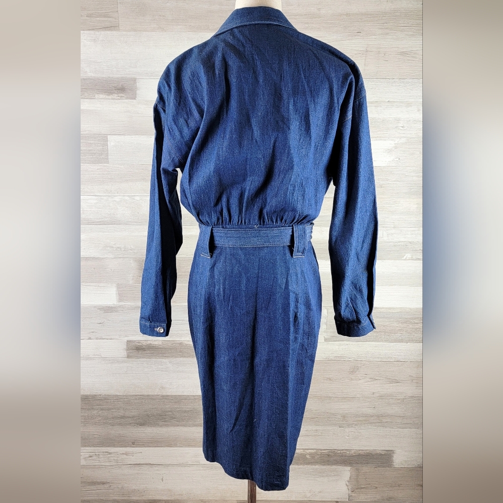 Vintage Carol Anderson Denim, Plaid Button Front Belted Dress Women's 5/6 USA - Picture 5 of 15